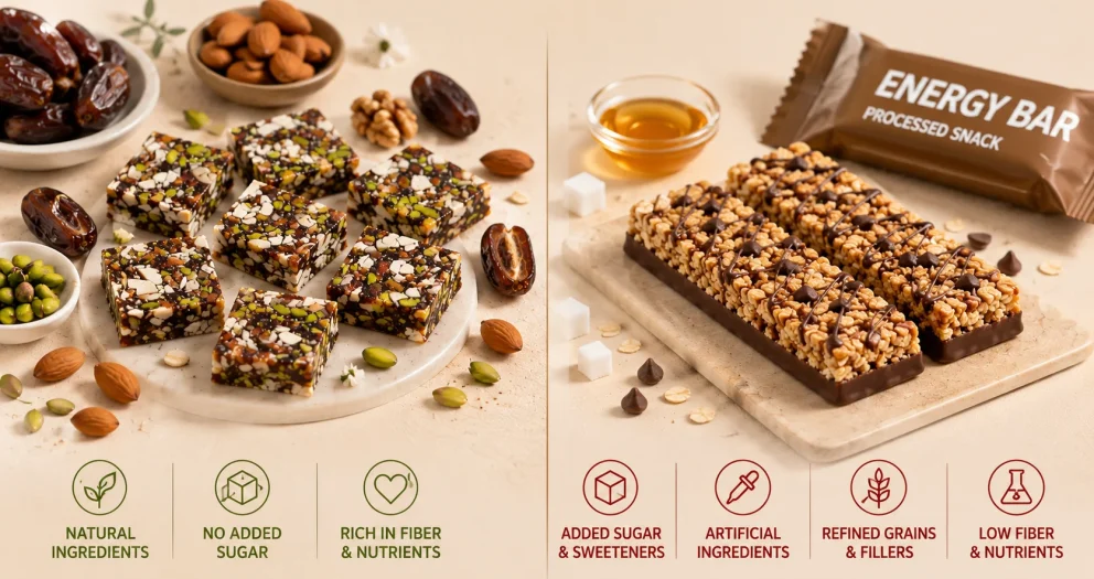 Date & Nut Bars vs Regular Energy Bars